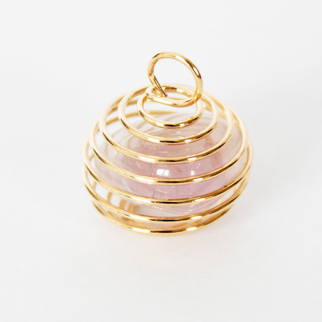 Gold Cage Pendants with Tumbled Stones