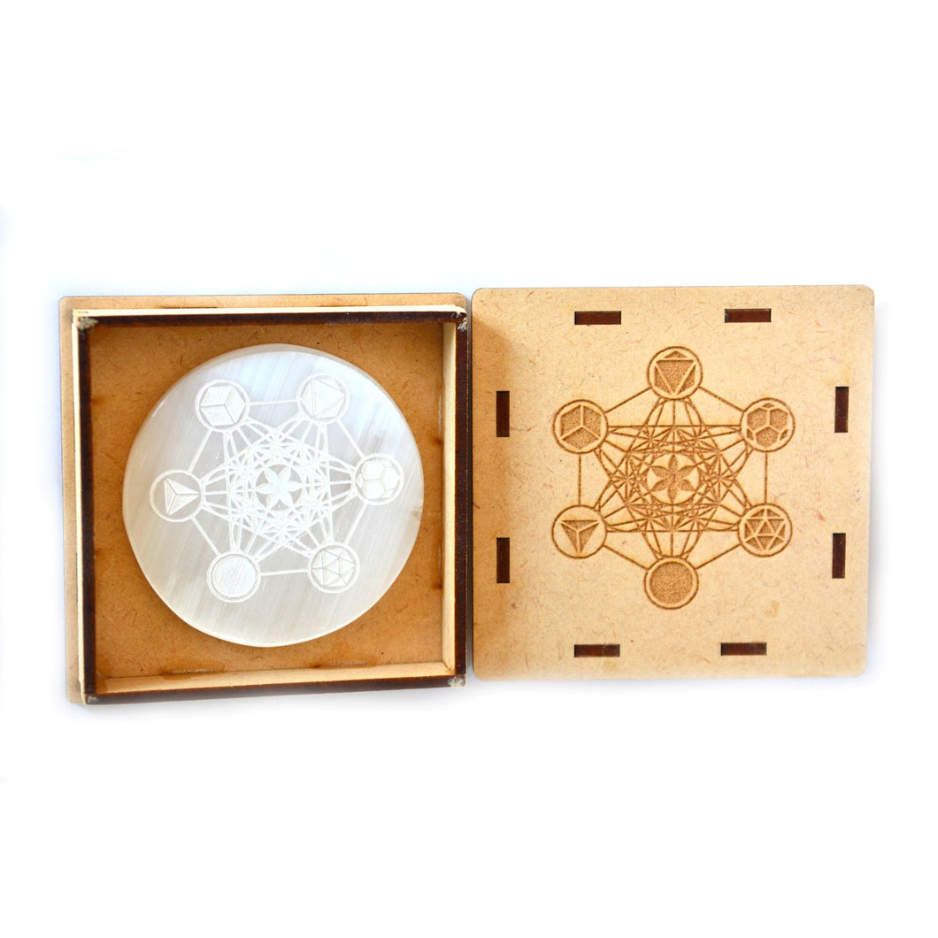Selenite Charging Plate/Crystal Grid - Metatron's Cube
